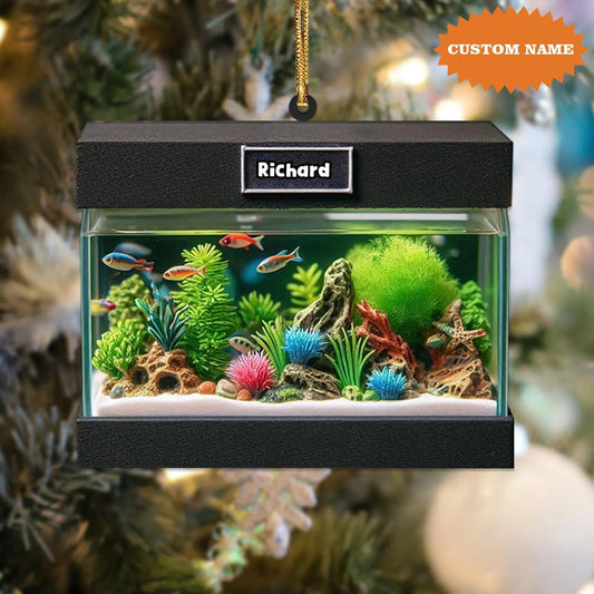 Maxcorners Personalized Aquarium Christmas Ornament, Fishing Ornament, Gift For Fisherman, Christmas Tree Decor