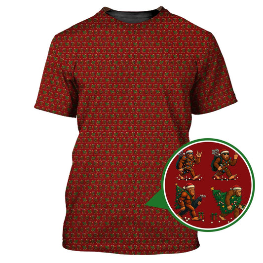 Maxcorners Funny Pattern Golf Shirt For Men, Bigfoot Golf Shirt, Christmas Golf Shirt For Golfer