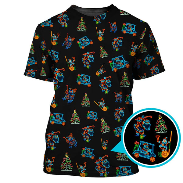 Maxcorners Funny Pattern Golf Shirt For Men, Christmas Golf Shirt, Xmas Golf Shirt, Neon Golf Shirt For Golfer