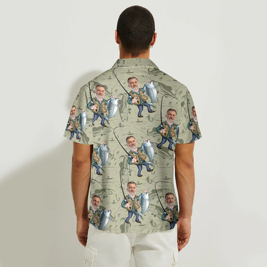 Maxcorners Custom Face Funny Fishing Shirt, SPF Shirt For Men, Fishing Shirts For Men, Funny Fisherman Gift
