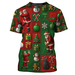 Maxcorners Christmas Golf Shirt, Funny Pattern Golf Shirt For Golfer, Santa Golf Shirt For Men