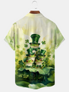 Maxcorners St. Patrick's Day Frog Family Four-Leaf Clover Green Hawaiian Golf Shirt, Tropical Vibe Men's Golf Shirt