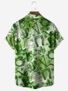 Maxcorners Green St. Patrick's Day Lucky Clover Gold Coins Beer Hawaiian Golf Shirt, Tropical Vibe Men's Golf Shirt