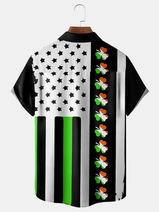 Maxcorners St. Patrick's Day Patriot Theme Hawaiian Golf Shirt, Tropical Vibe Men's Golf Shirt