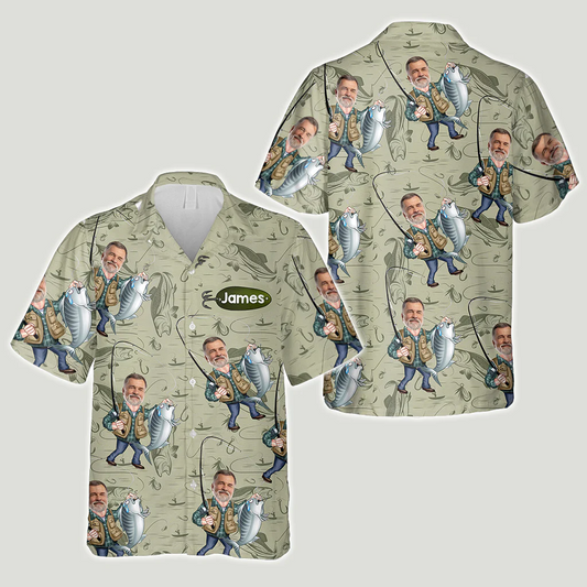 Maxcorners Custom Face Funny Fishing Shirt, SPF Shirt For Men, Fishing Shirts For Men, Funny Fisherman Gift
