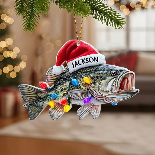 Maxcorners Personalized Bass Fishing Ornaments, Fishing Ornament, Gift For Fisherman, Christmas Tree Decor