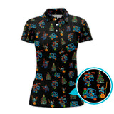 Maxcorners Funny Pattern Golf Shirt For Men, Christmas Golf Shirt, Xmas Golf Shirt, Neon Golf Shirt For Golfer