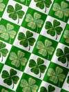 Maxcorners Green St. Patrick's Day Lucky Clover Lucky Grid Hawaiian Golf Shirt, St Paddy's Day Tropical Vibe Men's Golf Shirt