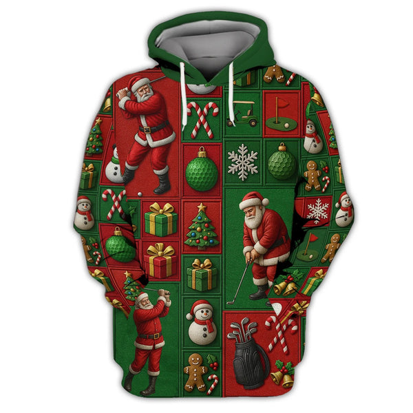Maxcorners Christmas Golf Shirt, Funny Pattern Golf Shirt For Golfer, Santa Golf Shirt For Men