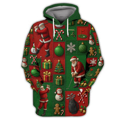 Maxcorners Christmas Golf Shirt, Funny Pattern Golf Shirt For Golfer, Santa Golf Shirt For Men
