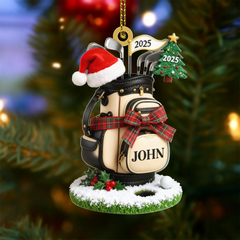 Maxcorners Personalized Golf Bag Acrylic Ornament, Custom Name Golf Ornament, Christmas Gift For Golfer