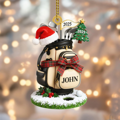Maxcorners Personalized Golf Bag Acrylic Ornament, Custom Name Golf Ornament, Christmas Gift For Golfer