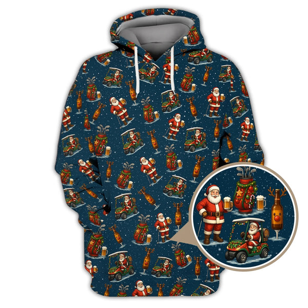 Maxcorners Pattern Golf Shirt, Christmas Golf Shirt, Funny Golf And Beer Shirt, Golf Gift For Men