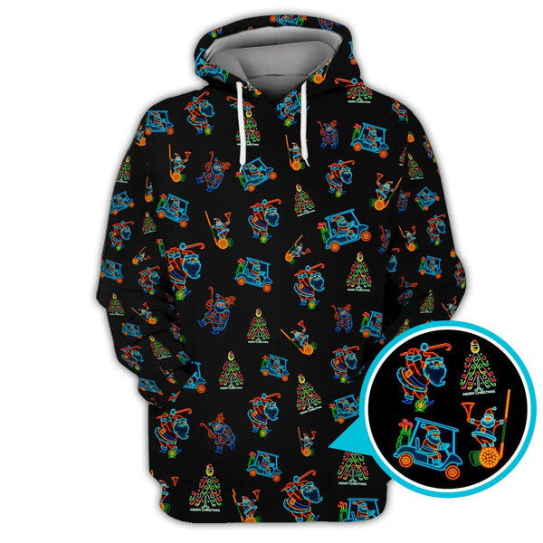 Maxcorners Funny Pattern Golf Shirt For Men, Christmas Golf Shirt, Xmas Golf Shirt, Neon Golf Shirt For Golfer