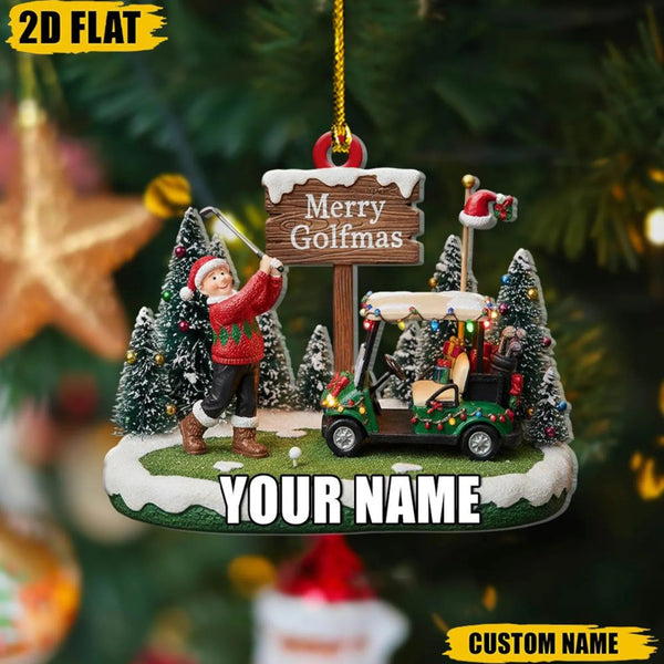 Maxcorners Custom Name Merry Golfmas Christmas Ornament, Gift For Golf Lover, Xmas Ornament