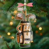 Maxcorners Personalized Golf Bag Acrylic Ornament, Custom Name Golf Ornament, Golf Keychain, Christmas Golf Gift