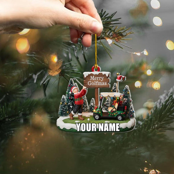 Maxcorners Custom Name Merry Golfmas Christmas Ornament, Gift For Golf Lover, Xmas Ornament