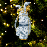 Maxcorners Toile de Jouy Personalized Golf Bag Acrylic Ornament, Custom Name Golf Ornament, Xmas Ornament