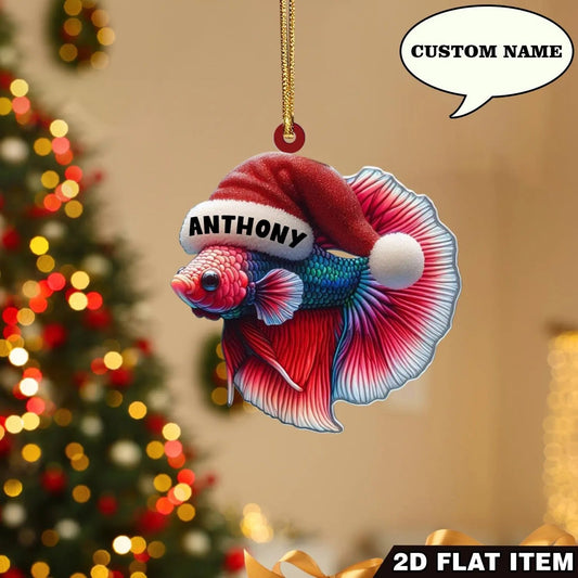 Maxcorners Beta Fish Christmas Ornament, Fishing Ornament, Gift For Fisherman, Christmas Tree Decor