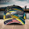 Maxcorners Fishing Fishing Make Me Happy Skinfish Flag Of US Sport Pattern Personalized Name 3D Cap (11 Breeds)