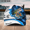 Maxcorners Fishing White Blue Lava Sport American Flag Pattern Sport Pattern Personalized Name 3D Cap (11 Breeds)