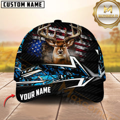 Maxcorners Buck Deer  Hunting USA Flag Rustic Arrow Hunting Camo Custom Name 3D Cap (6 colors)