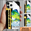 Maxcorners Fishing Phone Case Dynamic Splash Black Blue Contrast Design Personalized Name Phone Case (10 Fish Species)