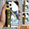 Maxcorners Fishing Phone Case Dynamic Splash Black Blue Contrast Design Personalized Name Phone Case (10 Fish Species)