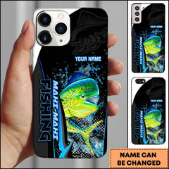 Maxcorners Mahi-mahi Fishing Phone Case Bold Typography Water Action Design Personalized Name Phone Case