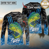 Maxcorners Fishing Camo Water Splash Personalized Name, Team Name Long Sleeve Shirt (9 Breeds)