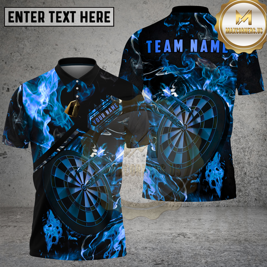 Maxcorners Dartboard Fire Flame Dark Style Multicolor Options Personalized Name, Team Name 3D Shirt (4 Colors)