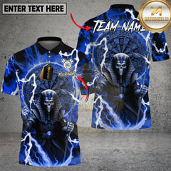 Maxcorners Darts Polo Shirt Pharaoh Skull Lightning Dartboard Design Multioptions Personalized Name, Team Name Unisex 3D Shirt (4 Colors)