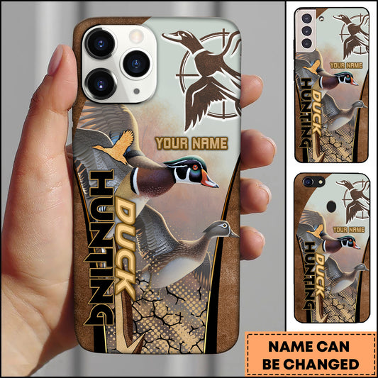 Maxcorners Hunting Phone Case Duck Hunting Target Logo Vintage Leather Art Personalized Name Phone Case