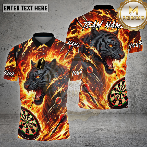 Maxcorners Dartboard Fire Tiger Flame Art Design Multi Options Personalized Name Team Name 3D Shirt