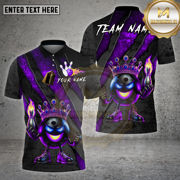 Maxcorners Bowling Shirt Dark Scratch Rage Fireball King Multioptions Personalized Name, Team Name Unisex 3D Shirt