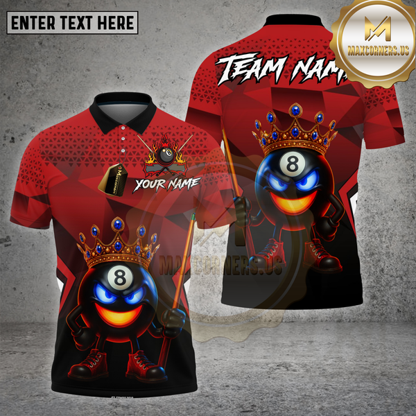 Maxcorners Billiards Shirt 8 Ball King Flame Geometric Power Multioptions Personalized Name, Team Name Unisex 3D Shirt