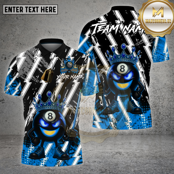 Maxcorners Billiards Shirt 8 Ball Crowned Legend Fire Cue Multioptions Personalized Name, Team Name Unisex 3D Shirt