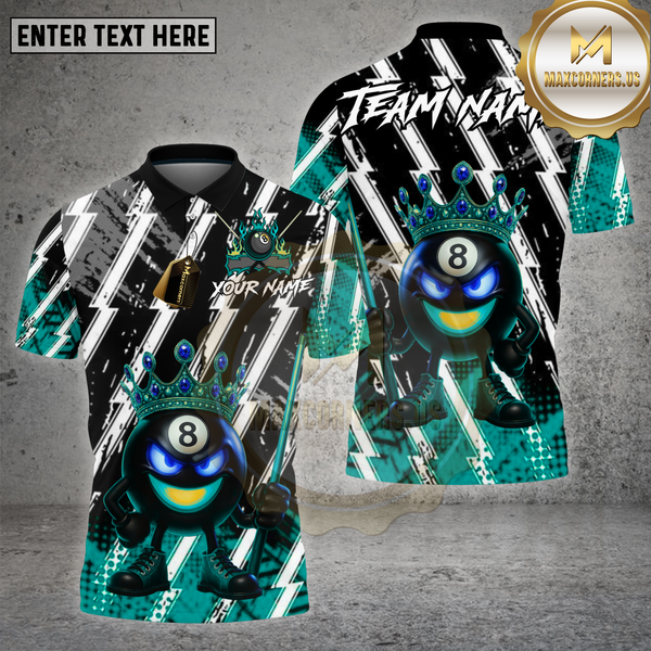 Maxcorners Billiards Shirt 8 Ball Crowned Legend Fire Cue Multioptions Personalized Name, Team Name Unisex 3D Shirt