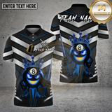 Maxcorners Billiards Shirt 8 Ball King Silver Chevron Royal Flame Cue Multioptions Personalized Name, Team Name Unisex 3D Shirt