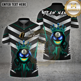 Maxcorners Billiards Shirt 8 Ball King Silver Chevron Royal Flame Cue Multioptions Personalized Name, Team Name Unisex 3D Shirt