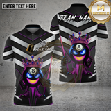 Maxcorners Billiards Shirt 8 Ball King Silver Chevron Royal Flame Cue Multioptions Personalized Name, Team Name Unisex 3D Shirt