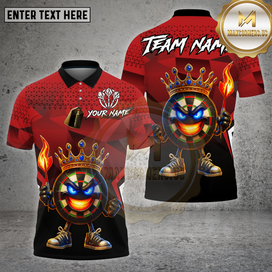 Maxcorners Darts Shirt King Geometric Fire Crown Board Multioptions Personalized Name, Team Name Unisex 3D Shirt