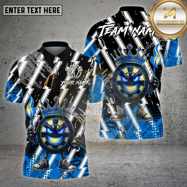 Maxcorners Darts Shirt King Lightning Black White Flame Crown Multioptions Personalized Name, Team Name Unisex 3D Shirt