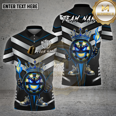 Maxcorners Darts Shirt King Silver Chevron Flame Crown Royal Board Multioptions Personalized Name, Team Name Unisex 3D Shirt