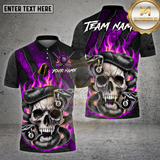 Maxcorners Billiards Shirt Skull Snake Flame 8 Ball Gothic Fire Multioptions Personalized Name, Team Name Unisex 3D Shirt