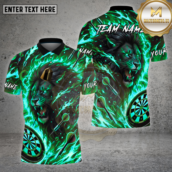 Maxcorners Dartboard Fire Lion Flame Art Design Multi Options Personalized Name Team Name 3D Shirt