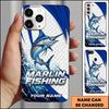 Maxcorners Fishing Phone Case Scale Texture White Blue Dynamic Wave Art Personalized Name Phone Case (8 Fish Species)