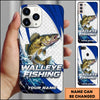 Maxcorners Fishing Phone Case Scale Texture White Blue Dynamic Wave Art Personalized Name Phone Case (8 Fish Species)