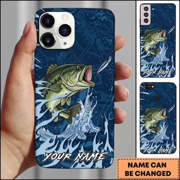 Maxcorners Bass Fishing Jumping Fish Lure Action Personalized Name Phone Case