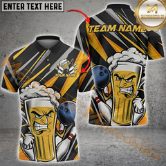 Maxcorners Bowling Funny Beer Customized Name, Team Name 3D Unisex Shirt
